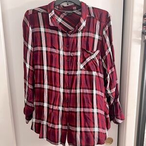 Torrid Dark Red Plaid Button-Down